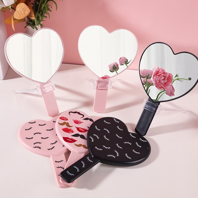 Espelho de Mão em Formato de Coração - Portátil e Elegante Prático para sua Rotina Diária