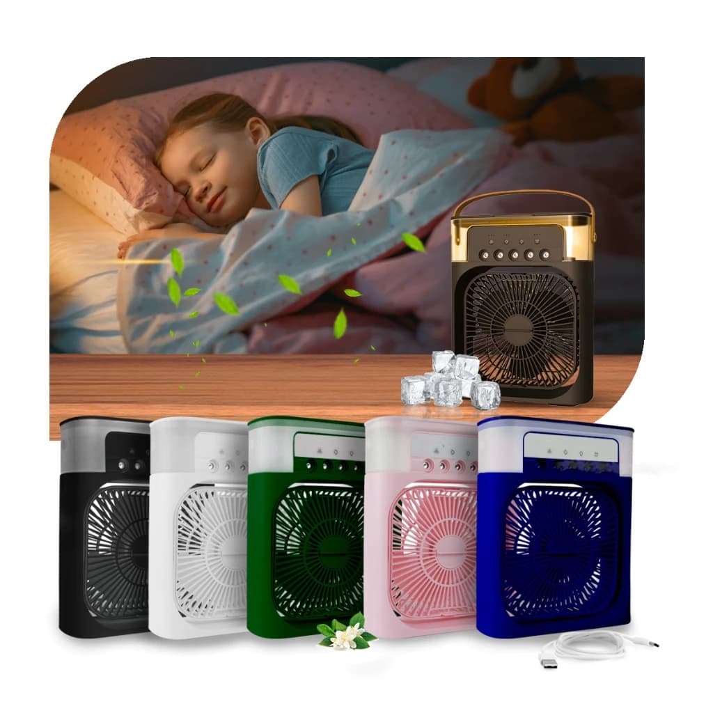 Ventilador Refrigerador De Ar Condicionado Umidificador Portátil Com Led Reservatório De Água TIPO C Usb