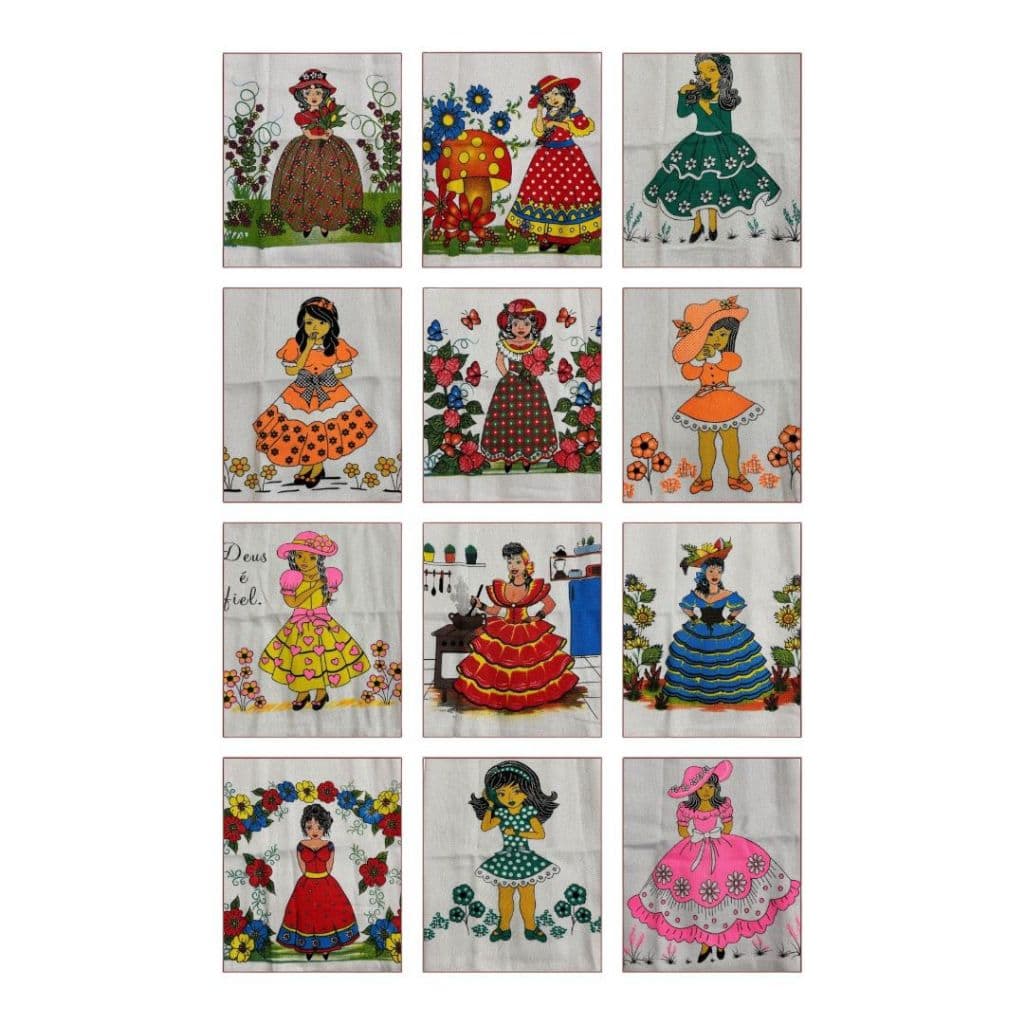 Pano de prato Nossa Senhora Aparecida (12 unidades) 45x75 cm