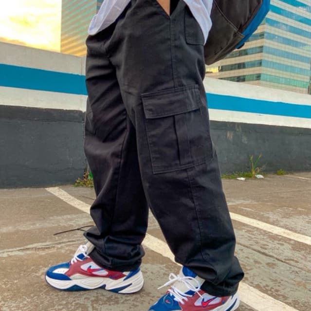 Calça Cargo Unissex Sarja – Diversas Cores Estilo Skate Larga