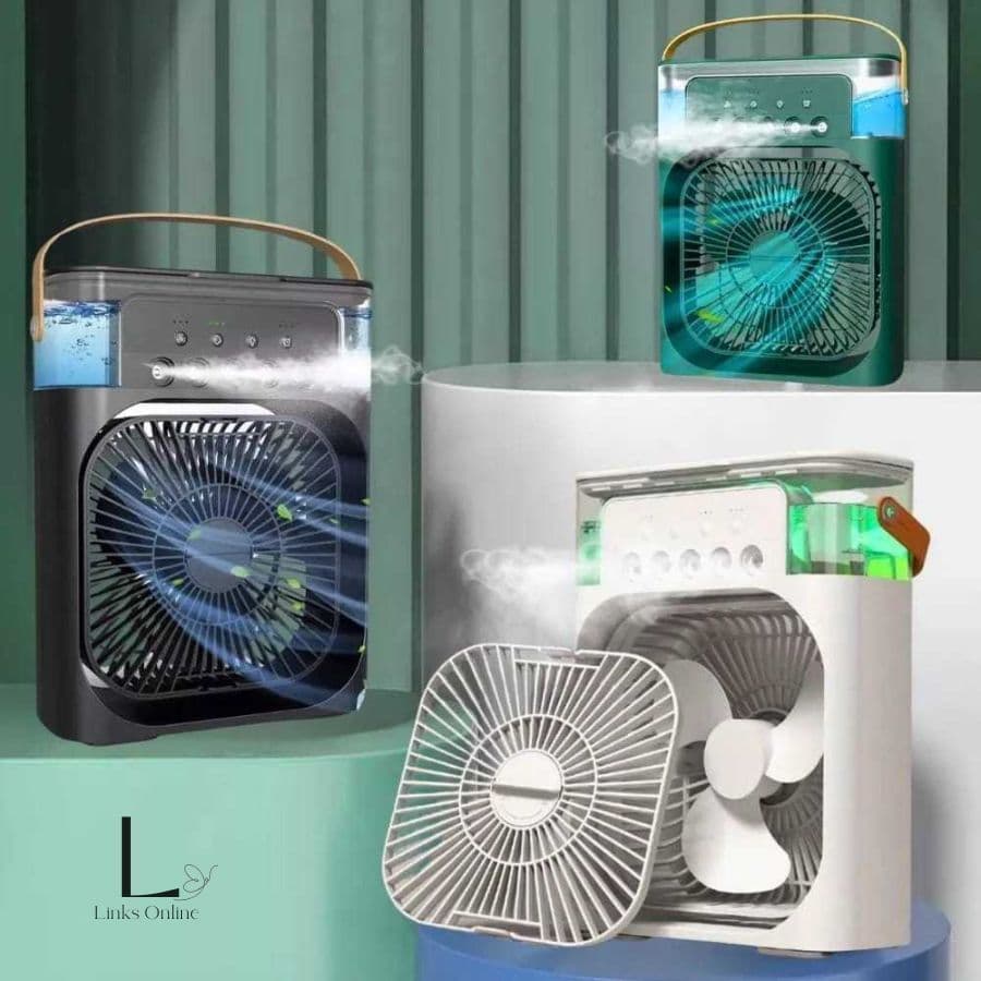 Mini Ventilador Refrigerador De Ar Condicionado Umidificador Portátil Com Led Reservatório De Água