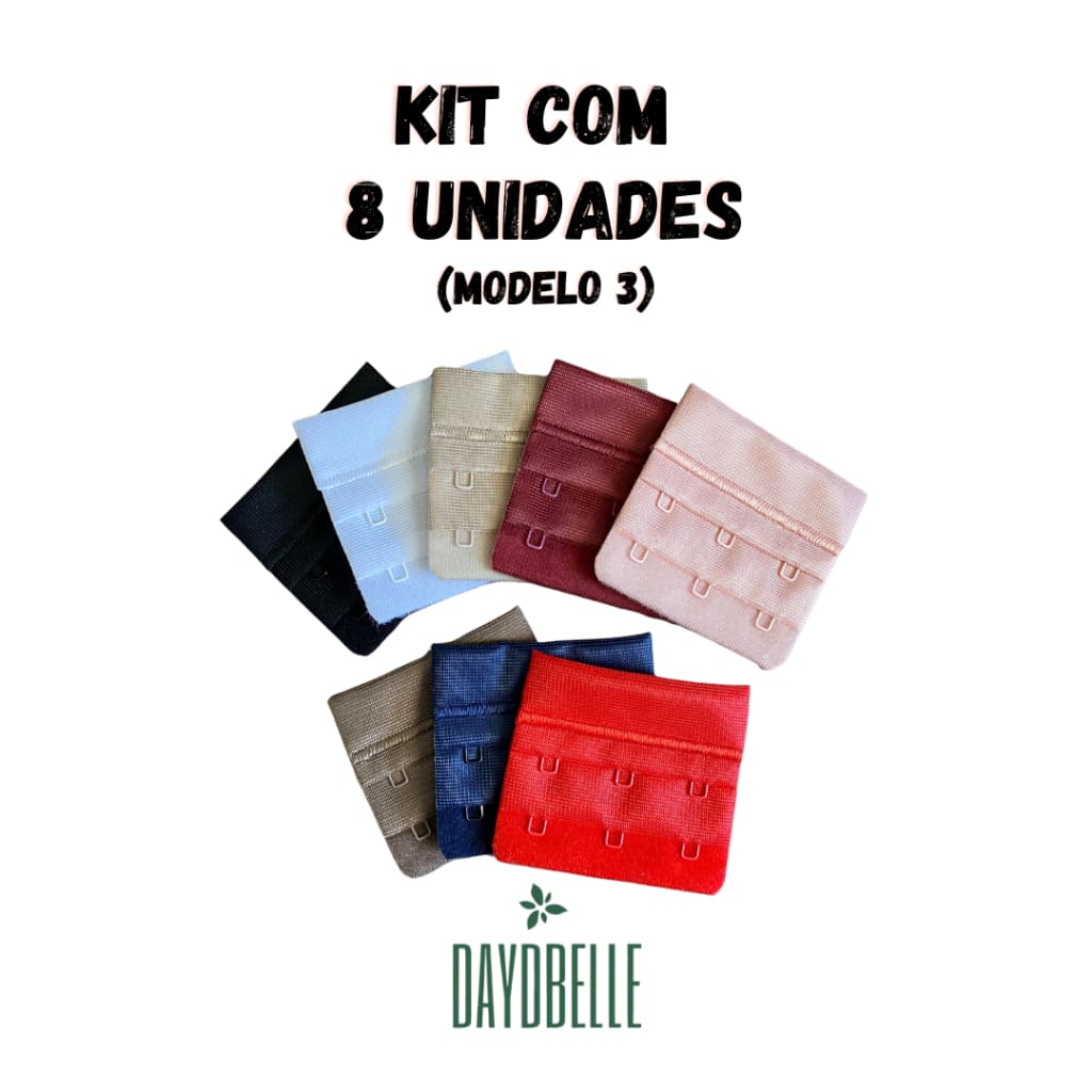 Kit com 8 unidades de Extensor para Sutiã - Lingerie - Soutien - Modelo 3