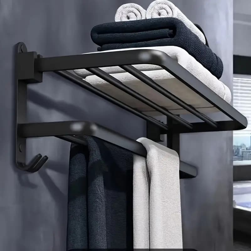 Toalheiro De Parede Duplo Premium Porta Toalha Adesivo Sem Furo Banheiro Acessórios Facil Instalação