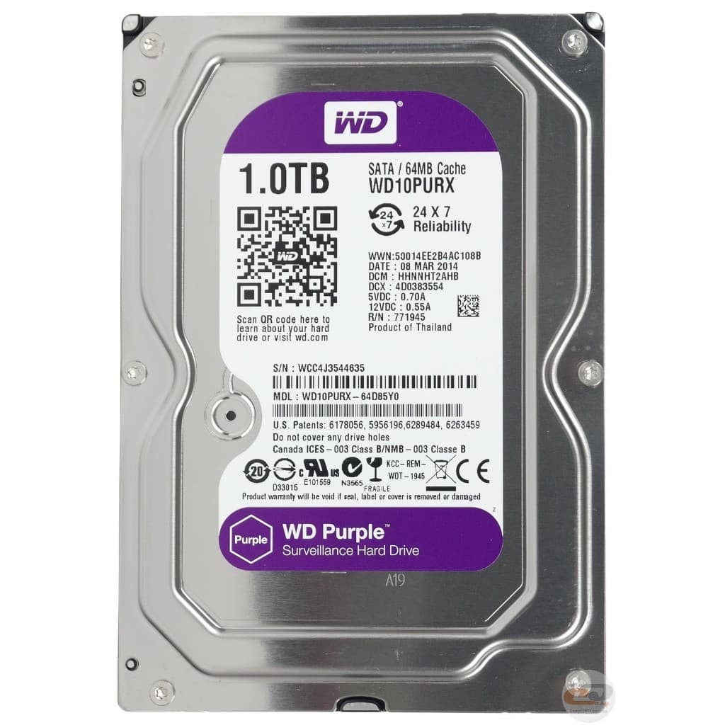 Hd Western Digital 1tb Wd Purple Surveillance Sata 64mb Cache Wd10purz