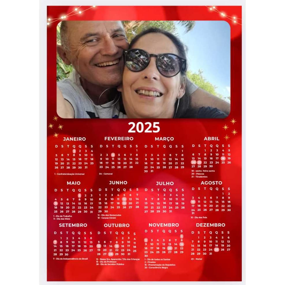 Calendário Personalizado Plastificado 2026 A4 com Foto, Frase ou Logo