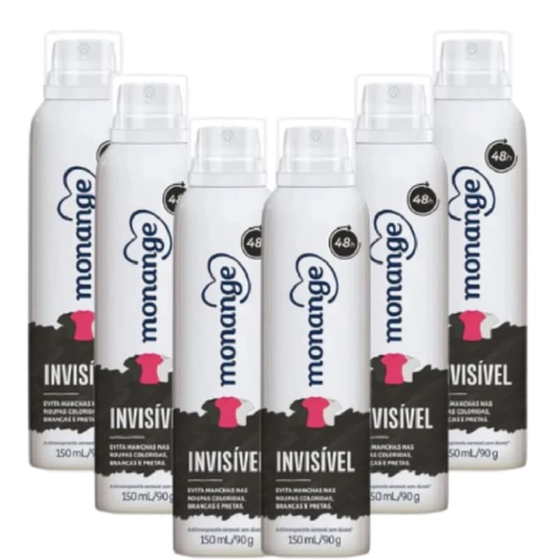 Kit 6x Desodorante Monange Aerosol 150ml Invisível