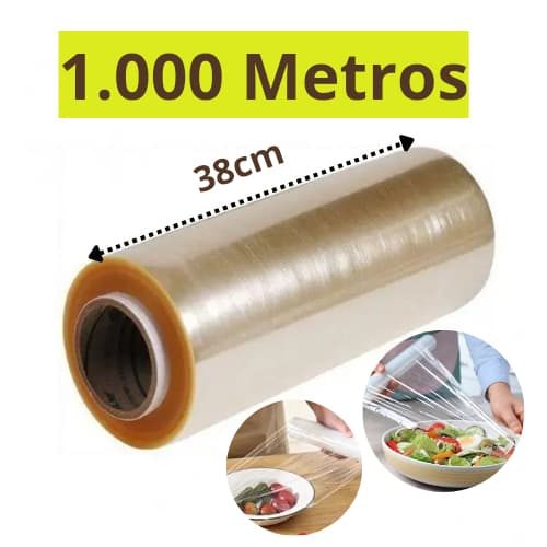 Bobina Plastico Esticavel Rolo Filme Pvc 38x1000 M Resistente