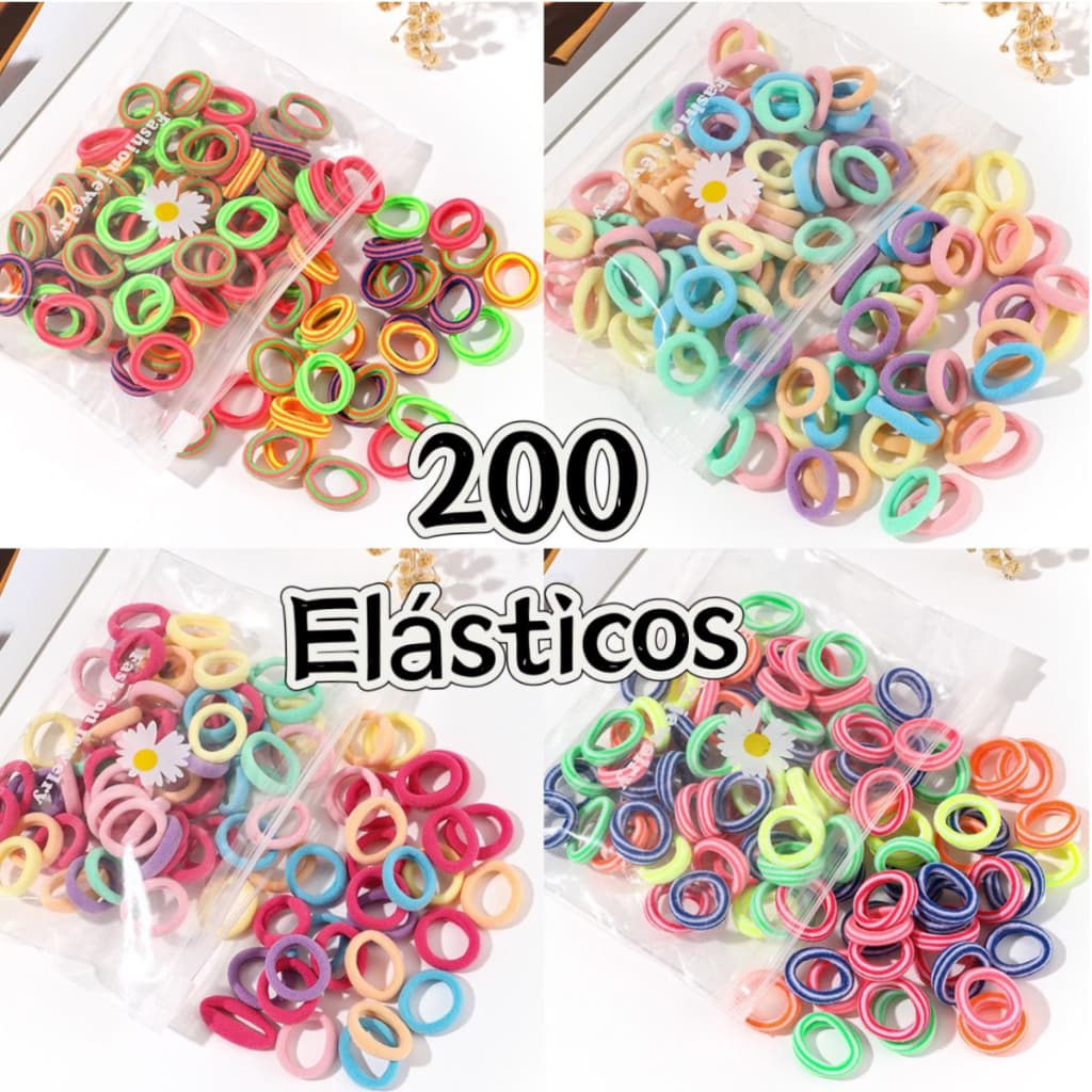 KIT 200 Peças Mini Rabicó Xuxinha De Cabelo Meia De Seda Pacotão Laços De Cabelo De Bebê