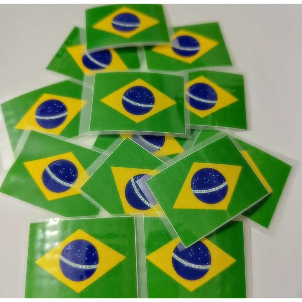 kit estampas DTF Bandeira Brasil 5x3,5cm para mangas camiseta  facil aplicacao com ferro passar