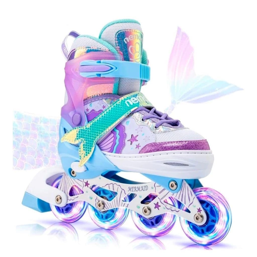 Patins Roller Inline Ajustável Com Luz De Led Com OU SEM  Kit Proteção Várias Cores E Tamanhos