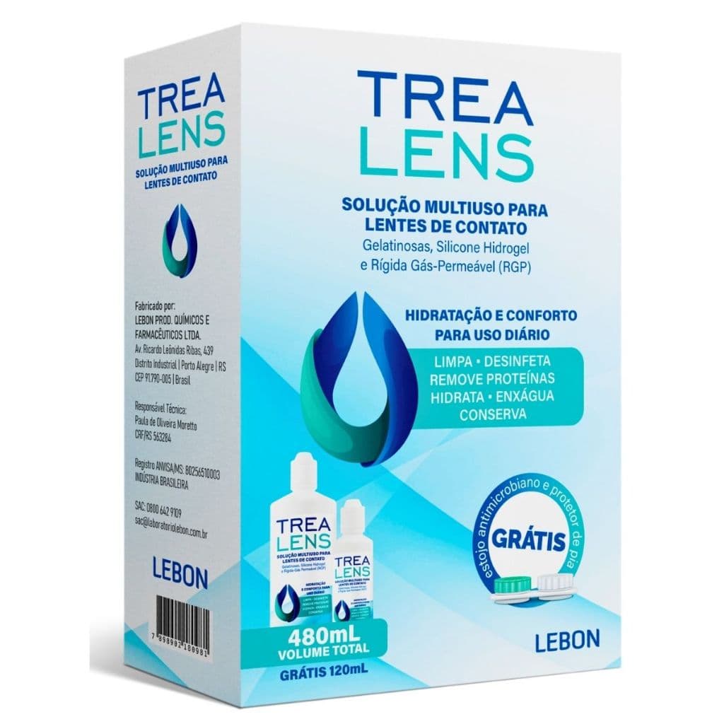Trea Leans Bio Soak Solução Lentes De Contato 480ml + Estojo Grátis limp lent