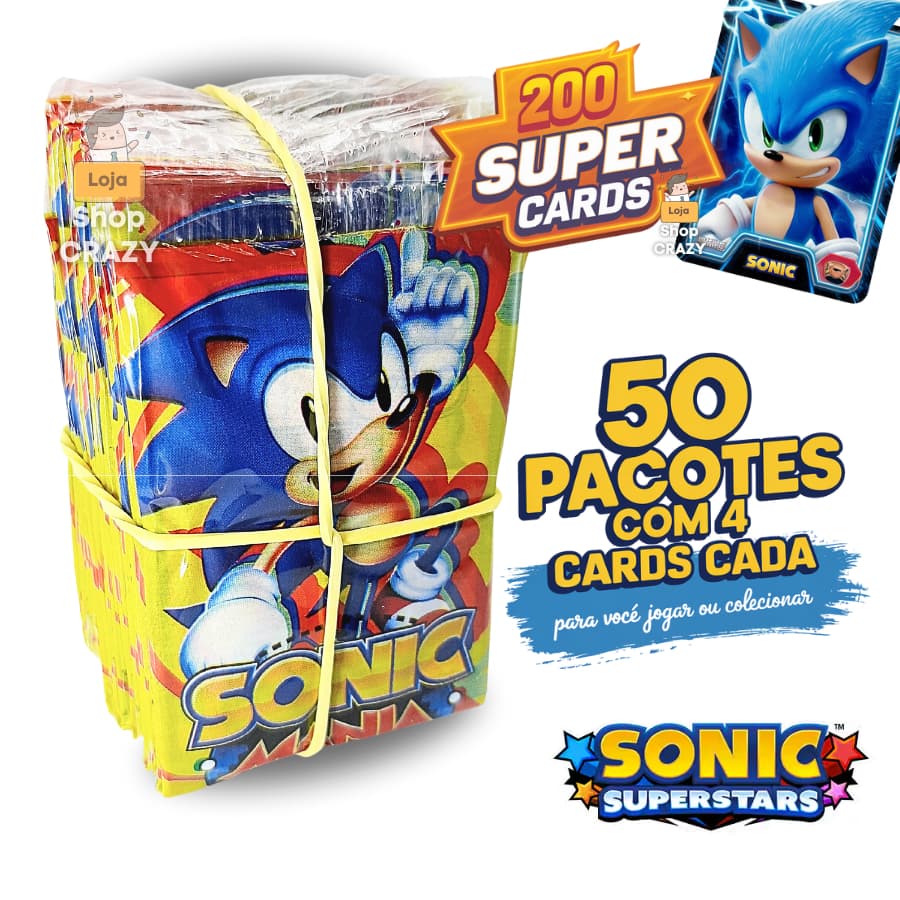 50 Pacotinhos de Cards SONIC | São 200 CARDS e CARTAS | Colecionar ou Bafo