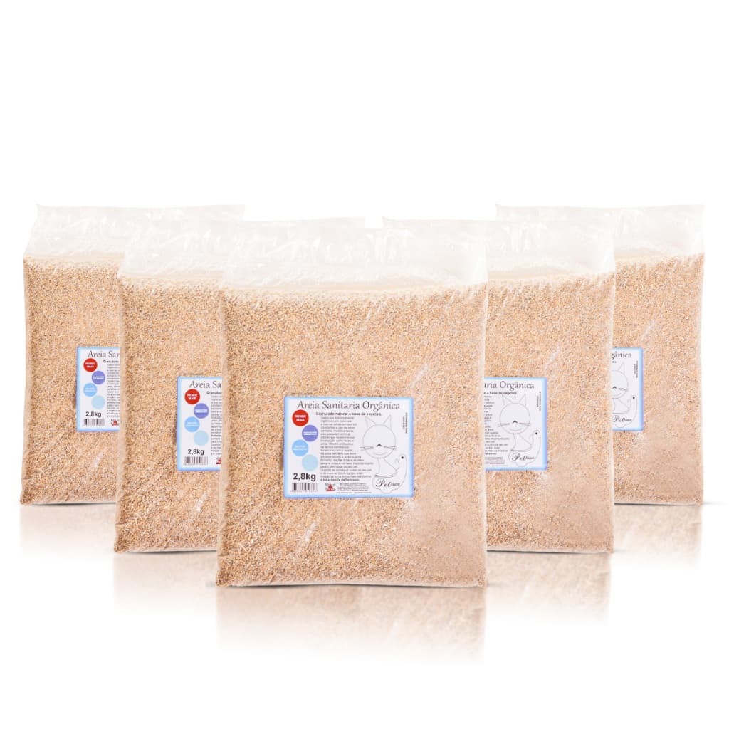 Kit Areia Higienica Sanitaria Para Gatos 13,5KG Base Mandioca