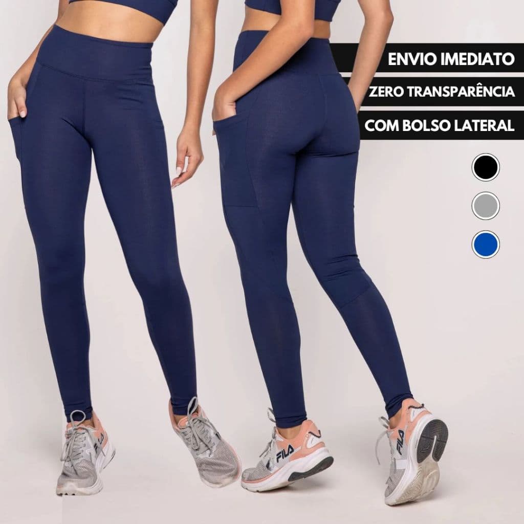 Calça Legging com Bolso Lateral ZERO TRANSPARÊNCIA Fitness Academia Treino Crossfit Cintura Alta