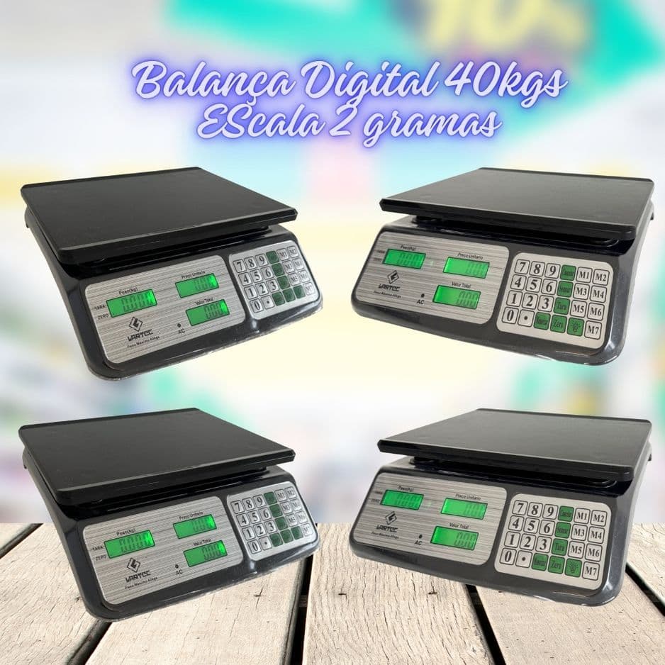 Balança Eletrônica de Cozinha Comércio Digital Alta Precisão  Bateria Lítio Recarregável Lartec 40kg