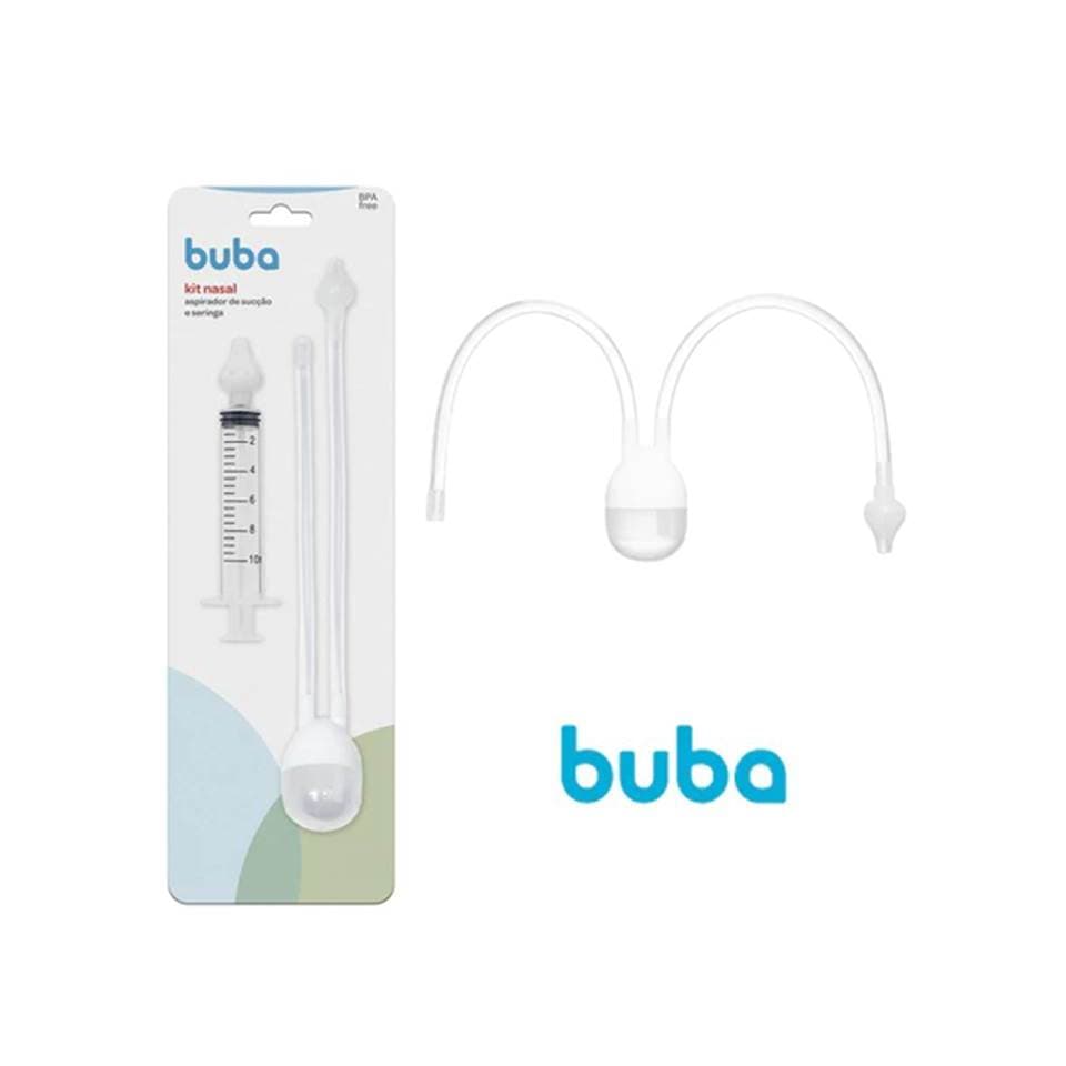 KIT Lavagem Nasal Aspirador de Sucção e Seringa Buba