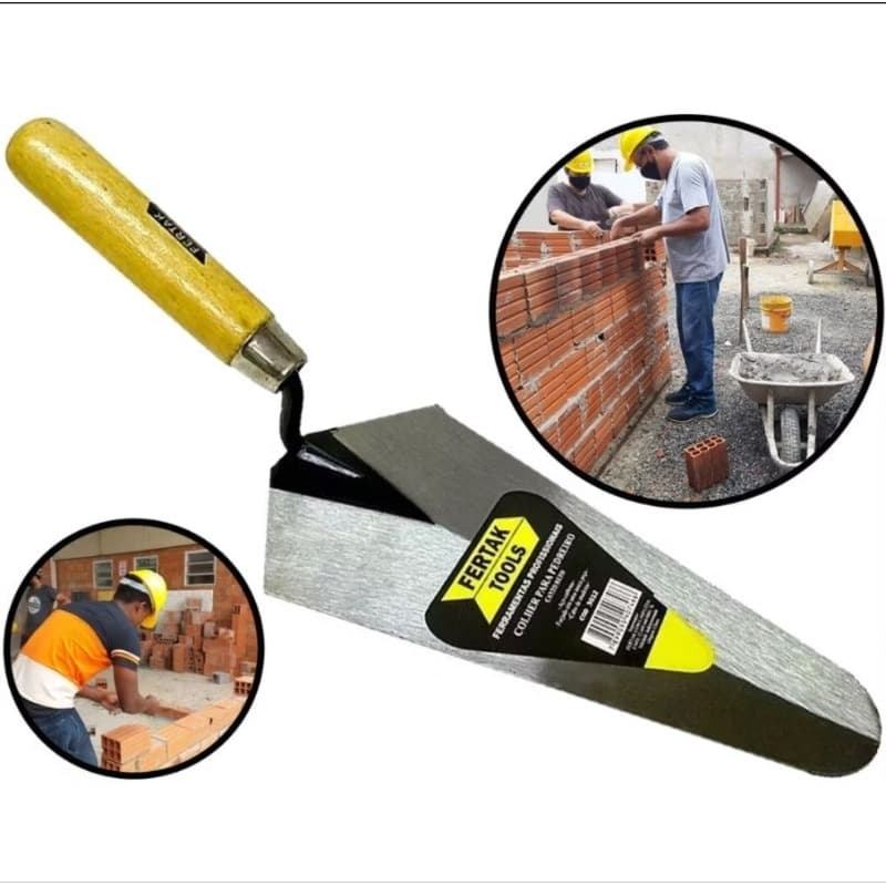 Colher Pedreiro Canto reto n 10-9-8 Super resistente Fertak Tools