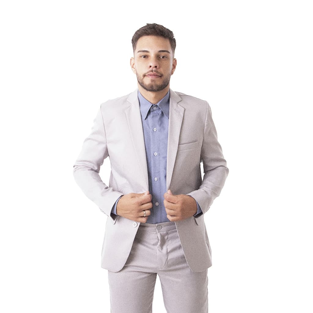 Terno Italiano Cinza Claro Alta Costura Qualidade Premium Original