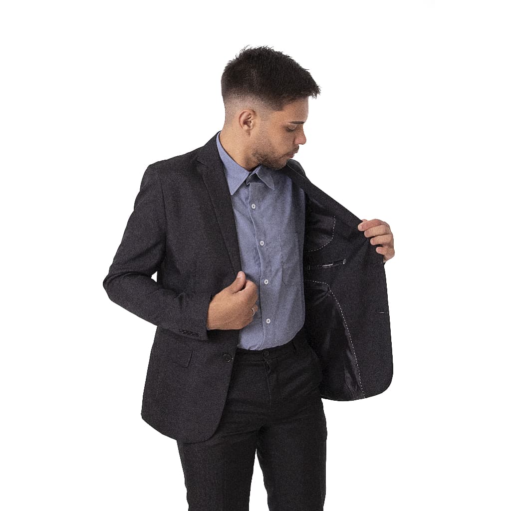 Conjunto Masculino Terno Preto Completo Príncipe de Gales Alto Padrão