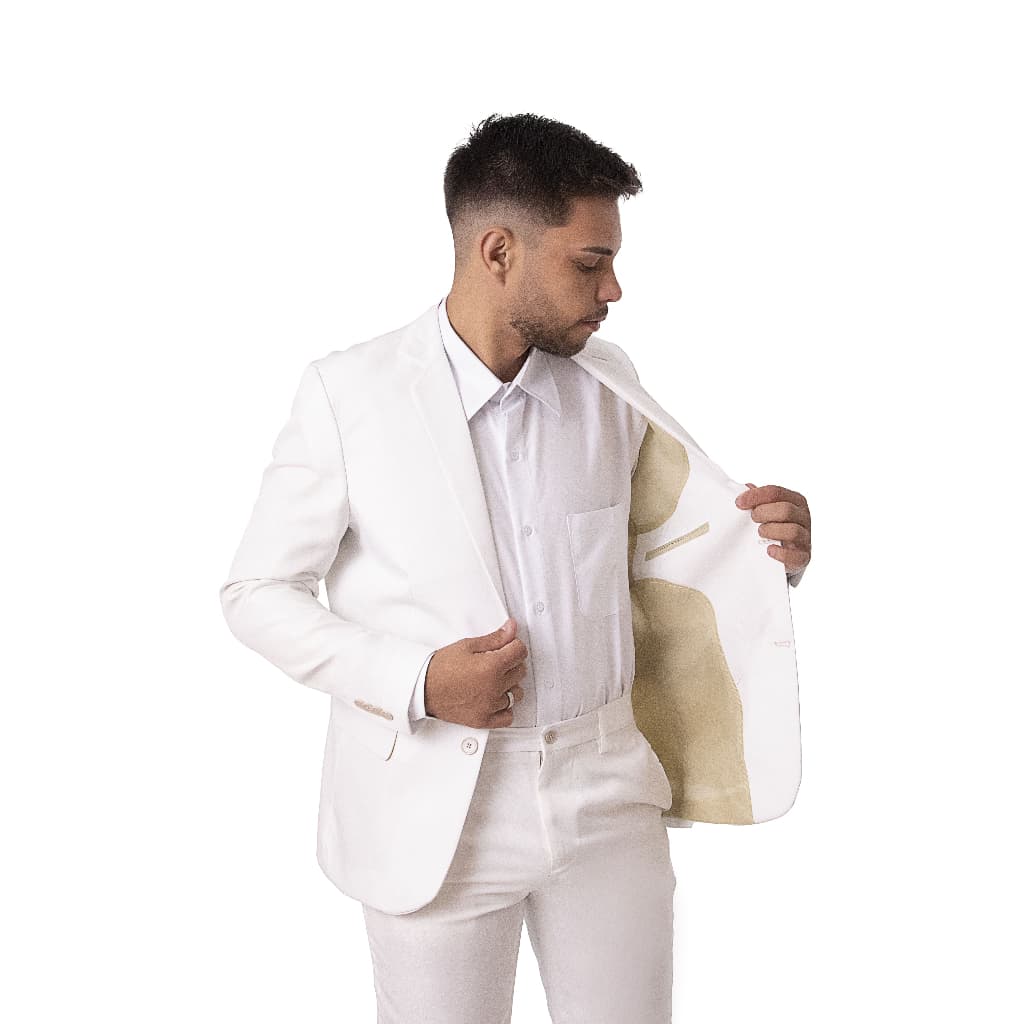 Terno Social Slim Masculino Ouro Branco Corte Italiano Alto Conforto e Qualidade