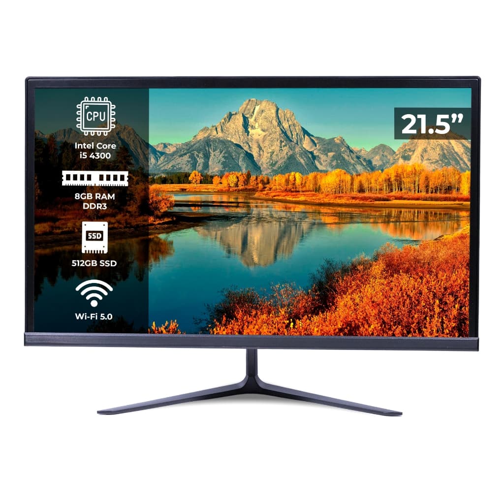 Computador All in One PC 21,5P CPU I5-4300U Memória 8GB DDR3 SSD 512GB 1920x1080 Gráficos HD Intel