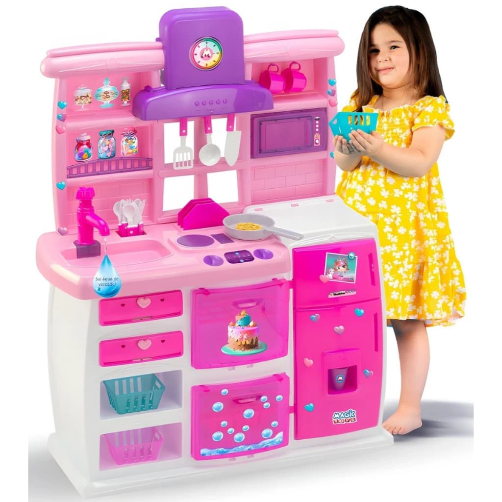 Cozinha Infantil Master Magic Completa com Geladeira Forno e Sai Água de Verdade - Magic Toys 7901
