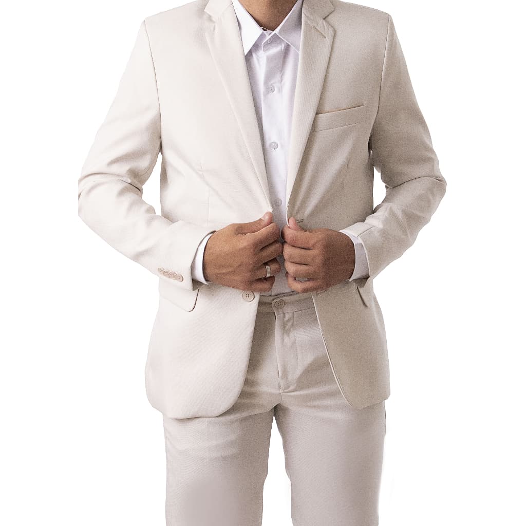 Conjunto Terno Bege Social Masculino Alta Qualidade Blazer Calça Cabide Completo
