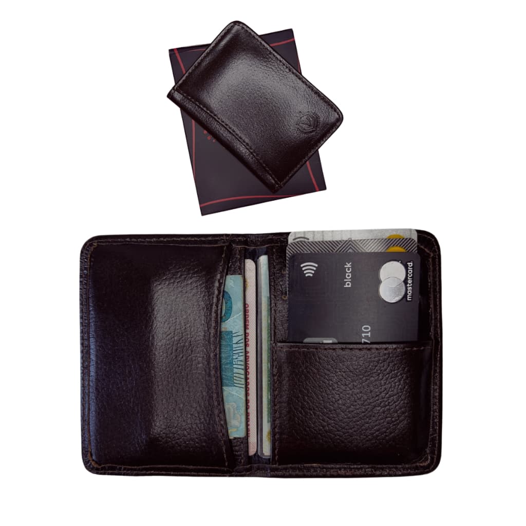 CARTEIRA COURO LEGITIMO MARROM PRETA MASCULINA FEMININA DOCUMENTO CNH DINHEIRO MOEDA DIA NAMORADOS