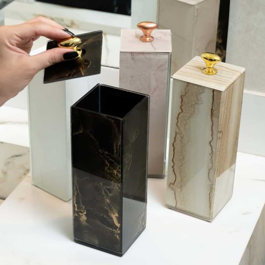 Porta ESCOVA DE DENTE de vidro- EFEITO MÁRMORE