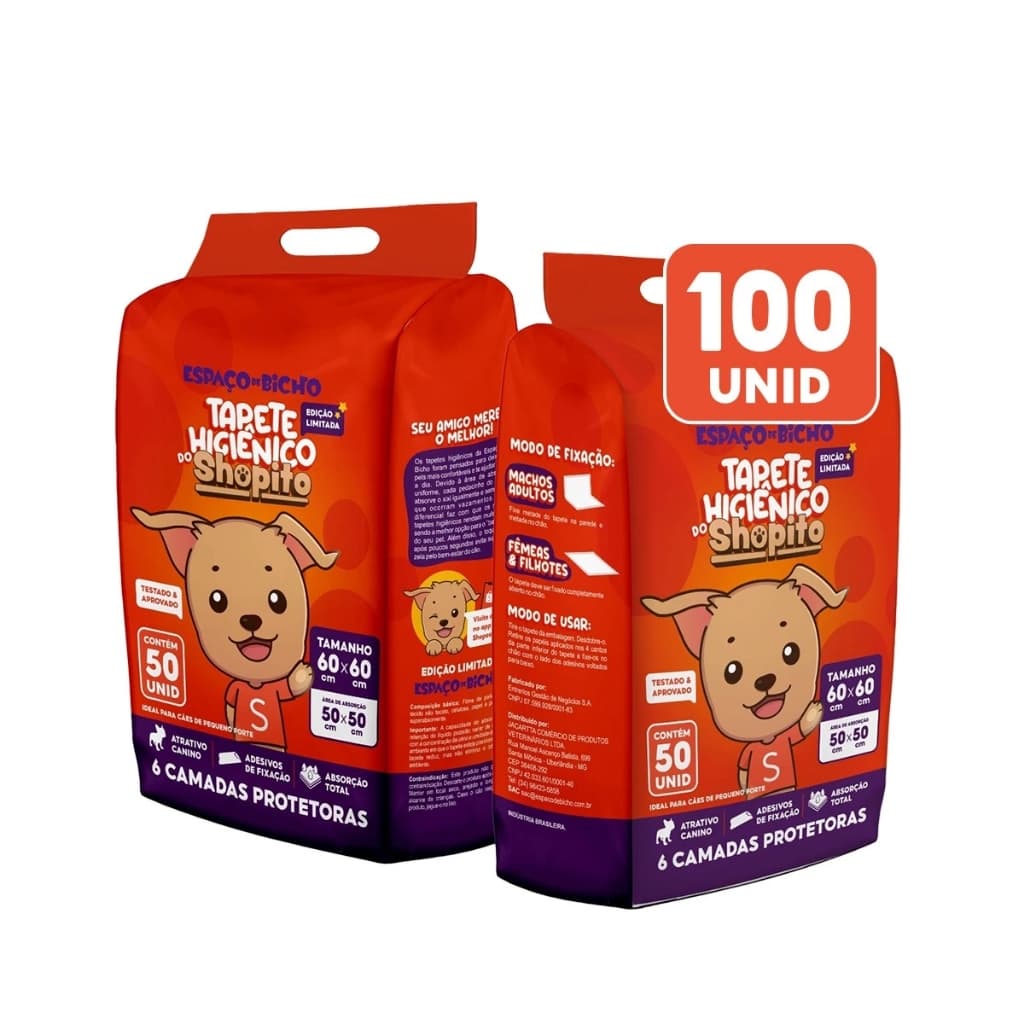 Tapete Higiênico Espaço De Bicho Shopito Oficial 100 Unidades Envio Imediato