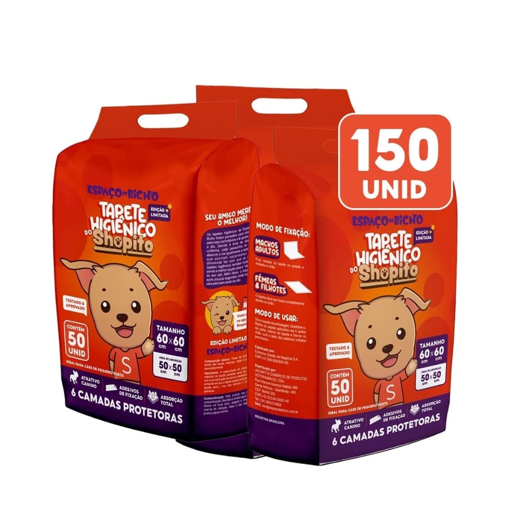 Tapete Higiênico Espaço De Bicho Shopito Oficial 150 Unidades Envio Imediato