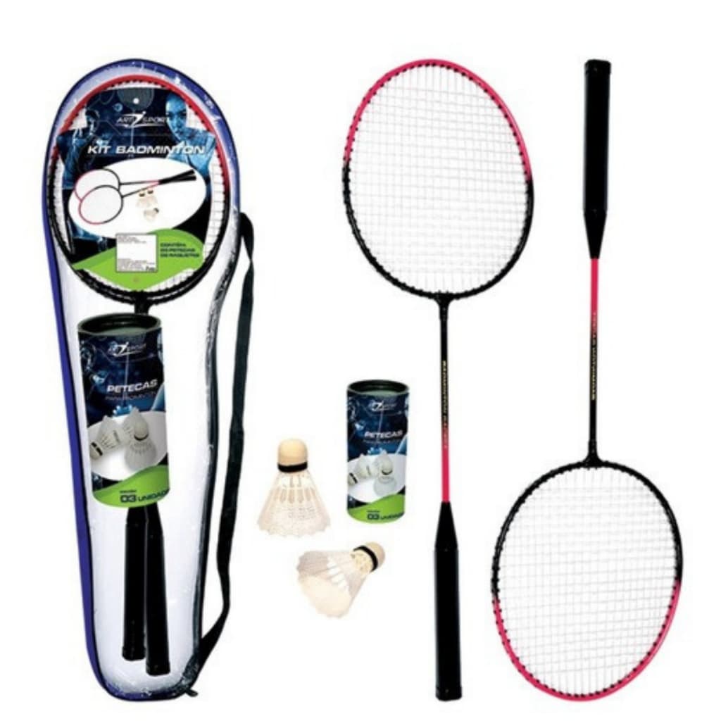 Kit badminton 2 raquetes + 3 petecas + bolsa para transporte completo diversão ao ar livre