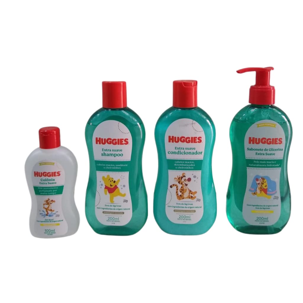 Kit Huggies Extra Suave  Shampoo+Condicionador+Sabonete da cabeça aos Pés+Colônia