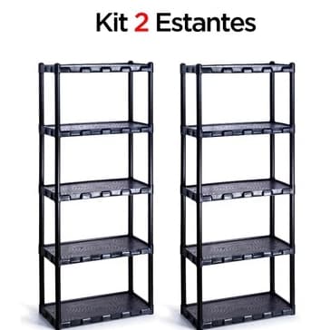 KIT 2 Estante com 5 Prateleira Organizadora de Plástico Modular Multiuso para Cozinha e Quarto