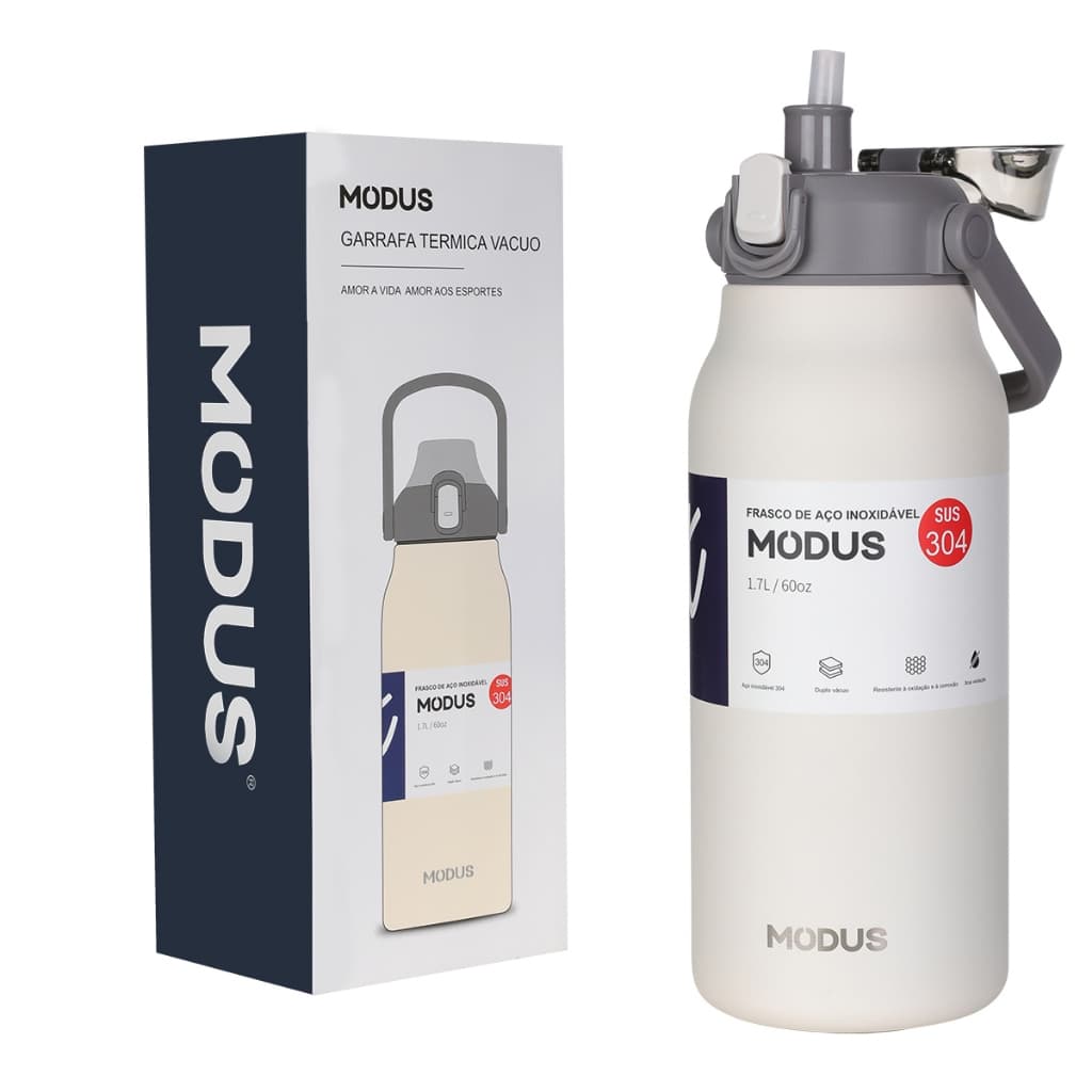 Modus Garrafa Termica de Aço Inoxidável Isolada de Grande Capacidade com Canudo 1700ml