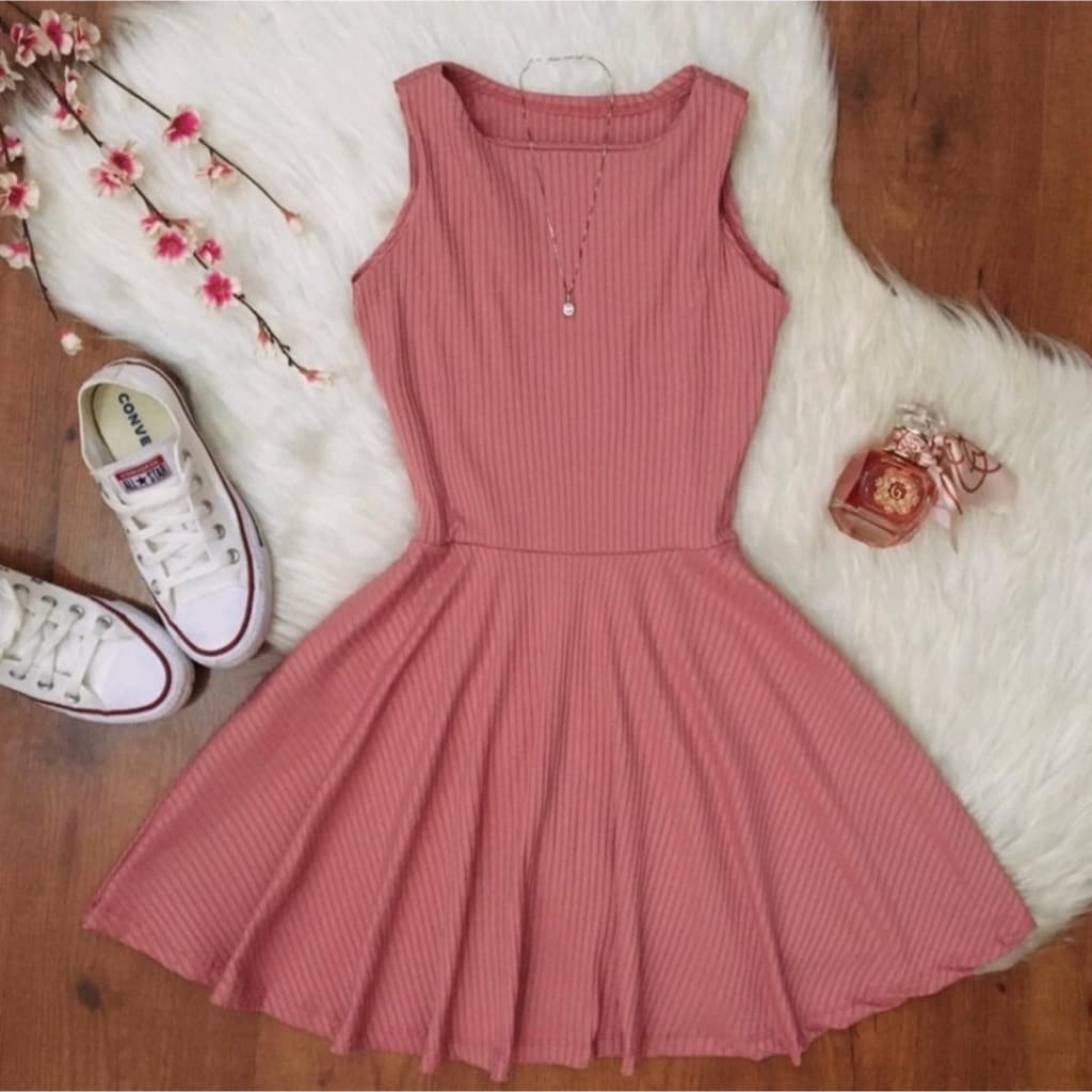 Vestido infantil curto juvenil princesa canelado rodado rodadinho plinsado regata