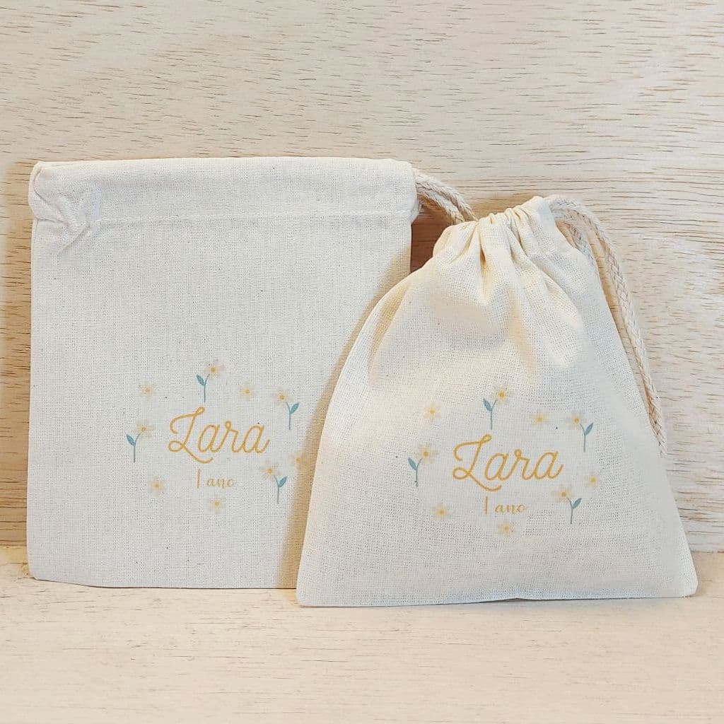 10+ Saquinho Cordão Flores Aniversário -  Lembrancinha