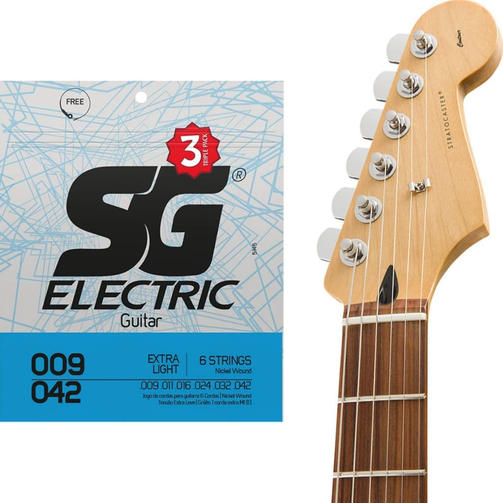 Kit 3 Encordoamento SG Guitarra 009 Níquel Triple Pack - Extra Light
