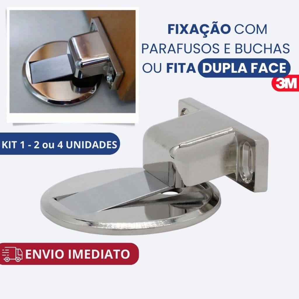 Prendedor Trava de Porta Magnético Slim Cromado