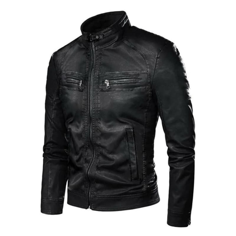 Jaqueta De Couro Forrada  Masculina Moda Inverno Motoqueiro Frio IIII