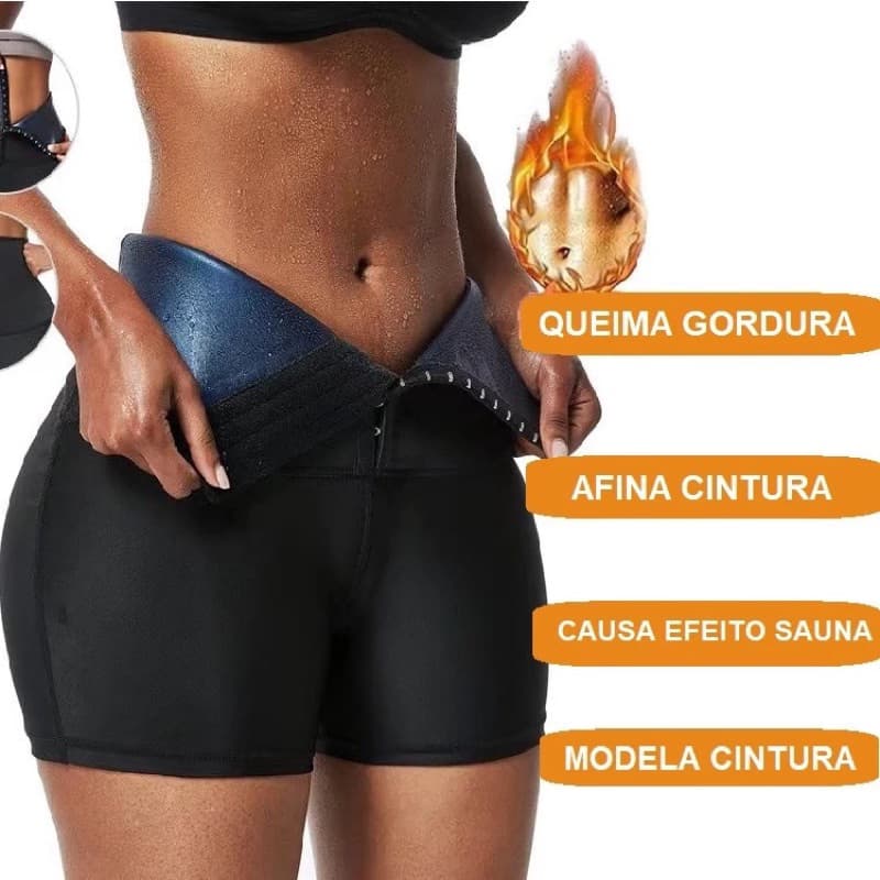 Bermuda Short Modelador Efeito Sauna Queima Gordura Afina Cintura Cinta