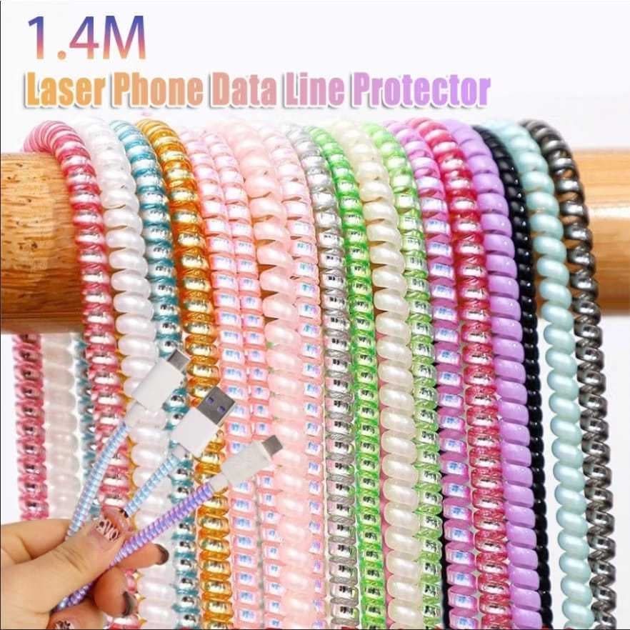 1,6 Cabo de Proteção USB ou Fone  A Laser Corda Carregamento de Mola Espiral
