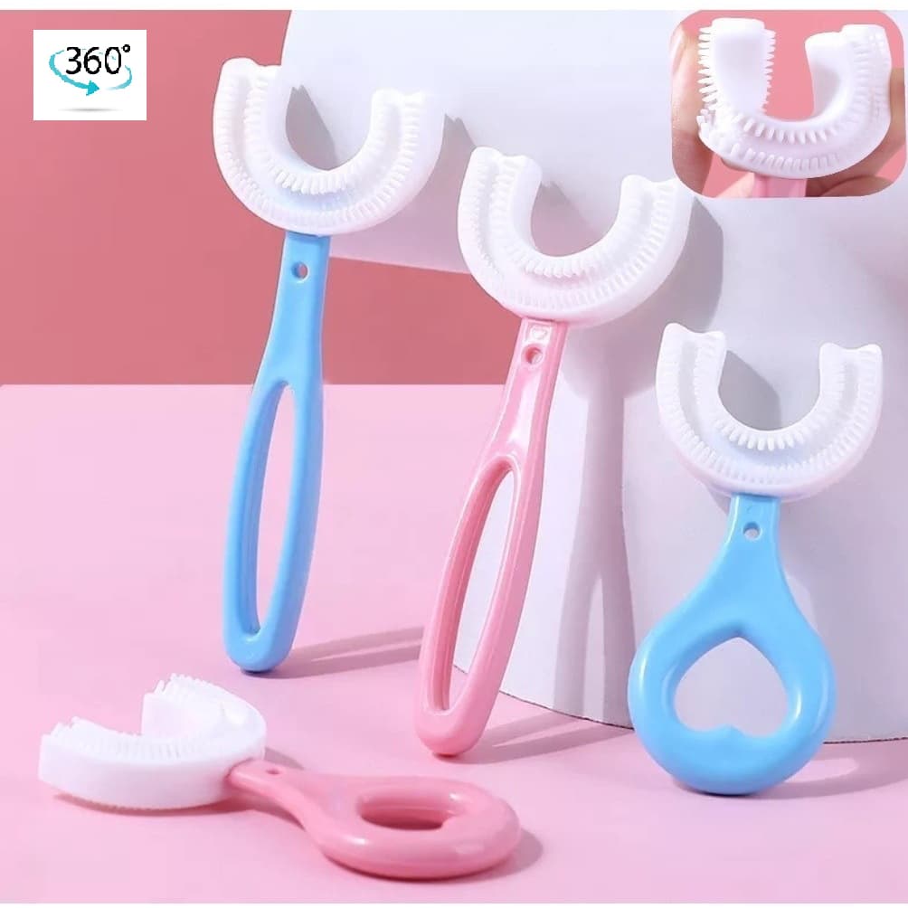 Escova De Dentes Infantil dental Em Forma De U 360 ° De Silicone Macio Para Crianças Limpeza Oral Dentária