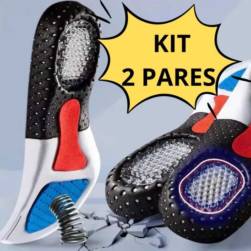 KIT 2 Palmilhas Ortopédica Anti Impacto Esportes De Impacto silicone corrida gel mt075