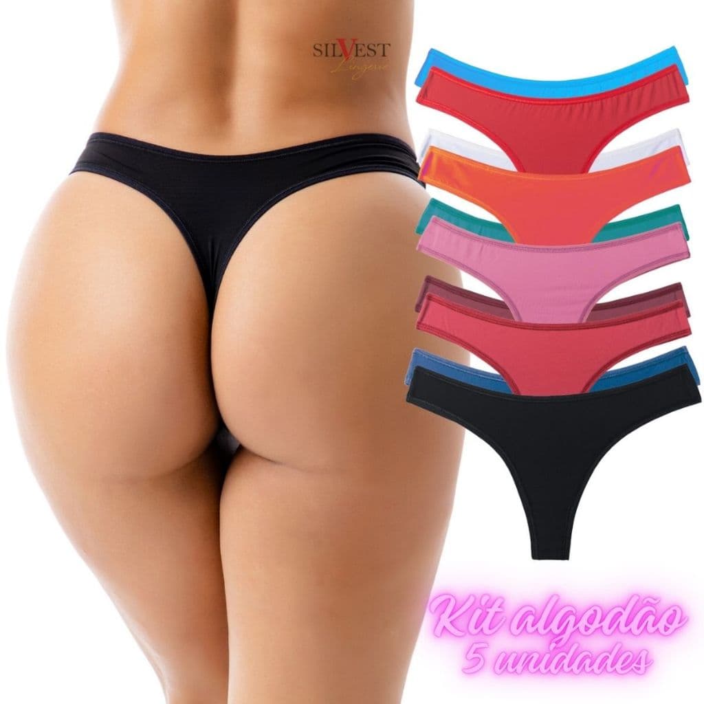 Kit 5 Calcinhas de Algodão Adulto