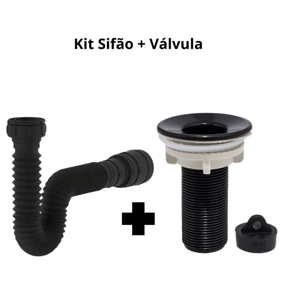 KIT Sifão + Válvula Lavatório 7/8" - Preto ABS