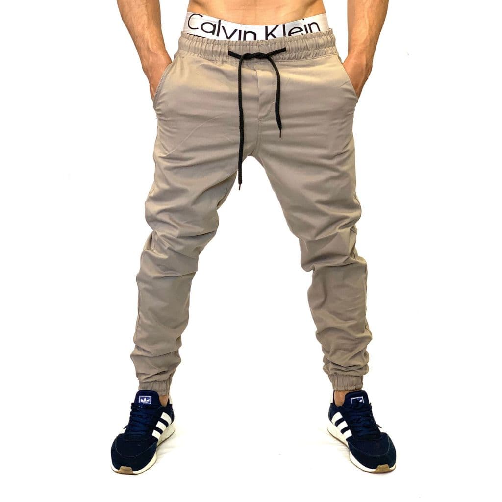 Calça Masculina Estilo Jogger Com Punho Elástico E Cordão De Regulagem Na Cintura