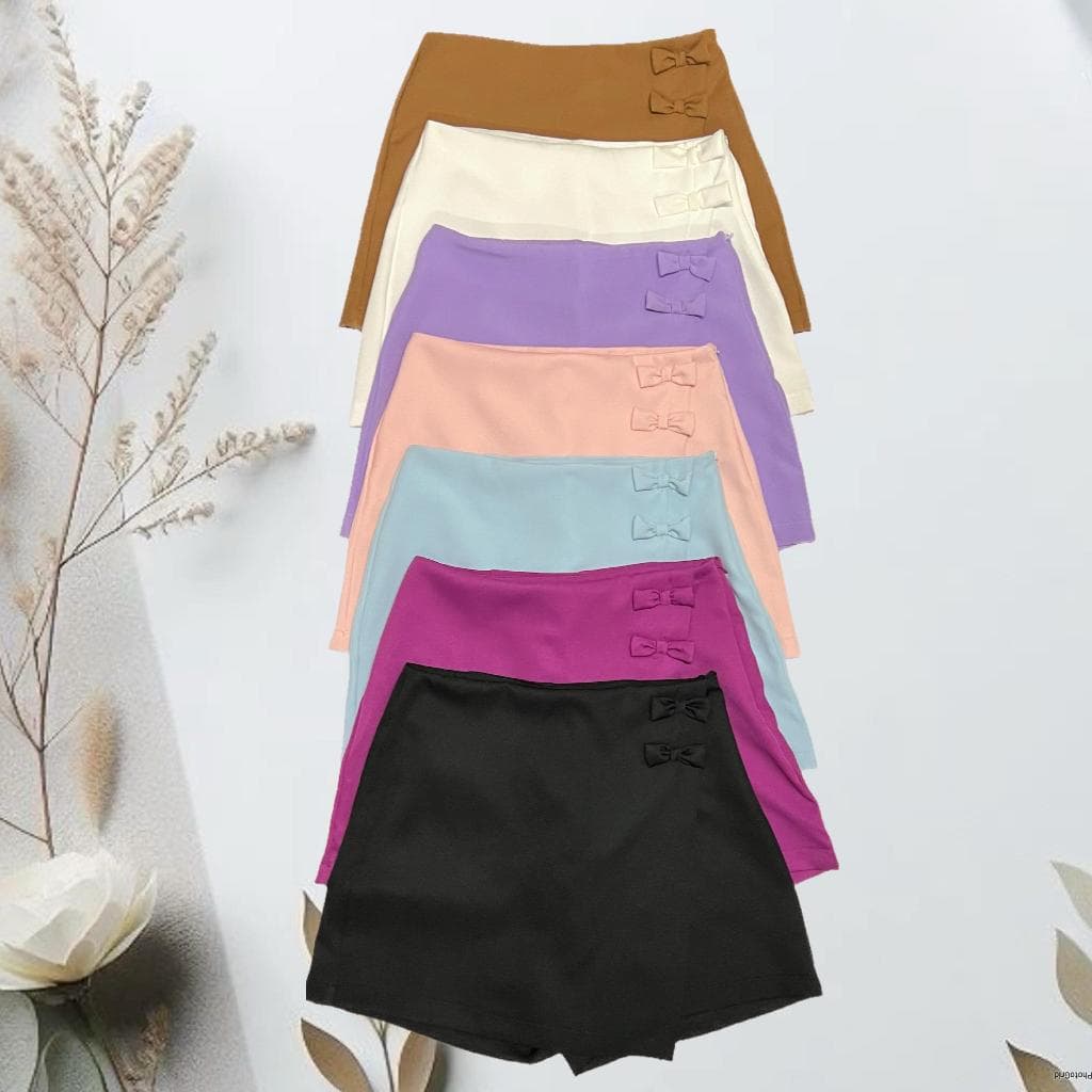 Short Saia Alfaiataria com Detalhe em Laço Moda Verão