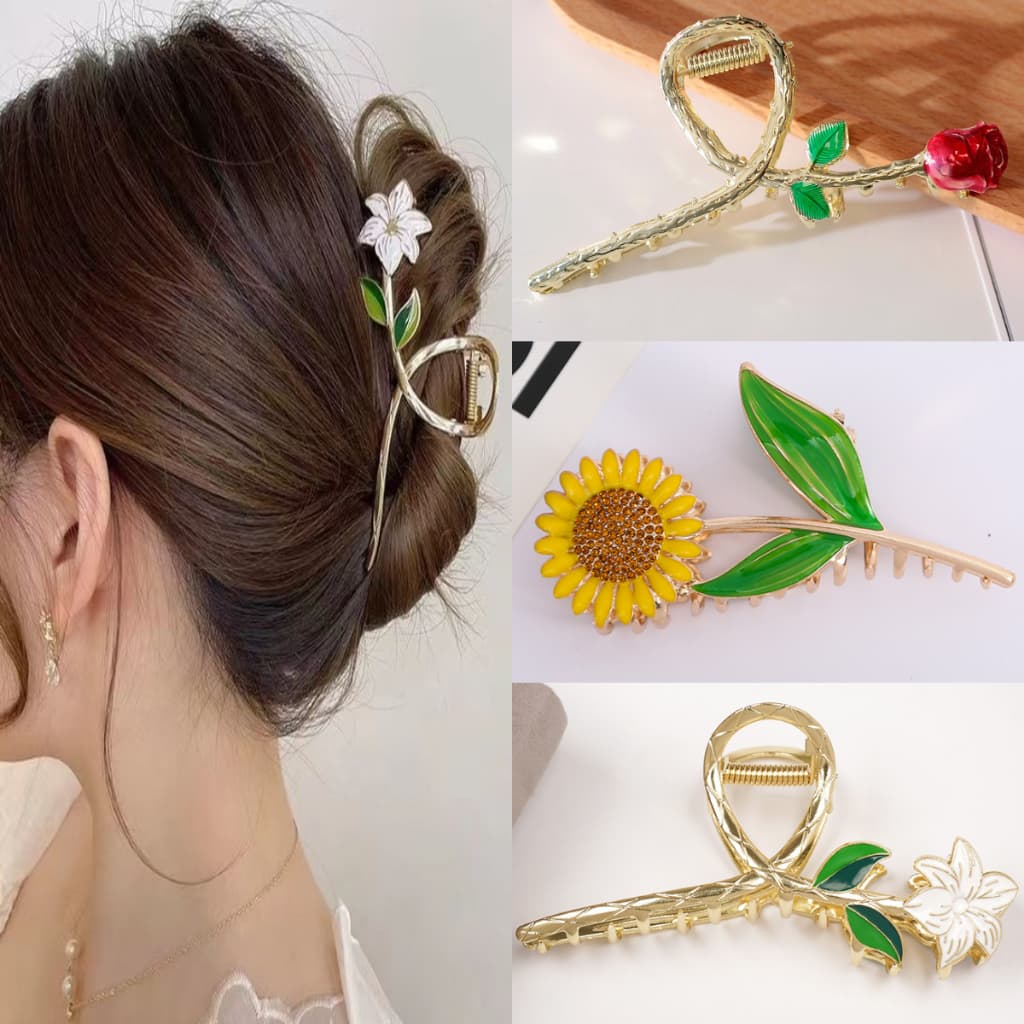 Kit 1/3 Piranhas De Metal Grampo Flor De Garra Para Cabelo