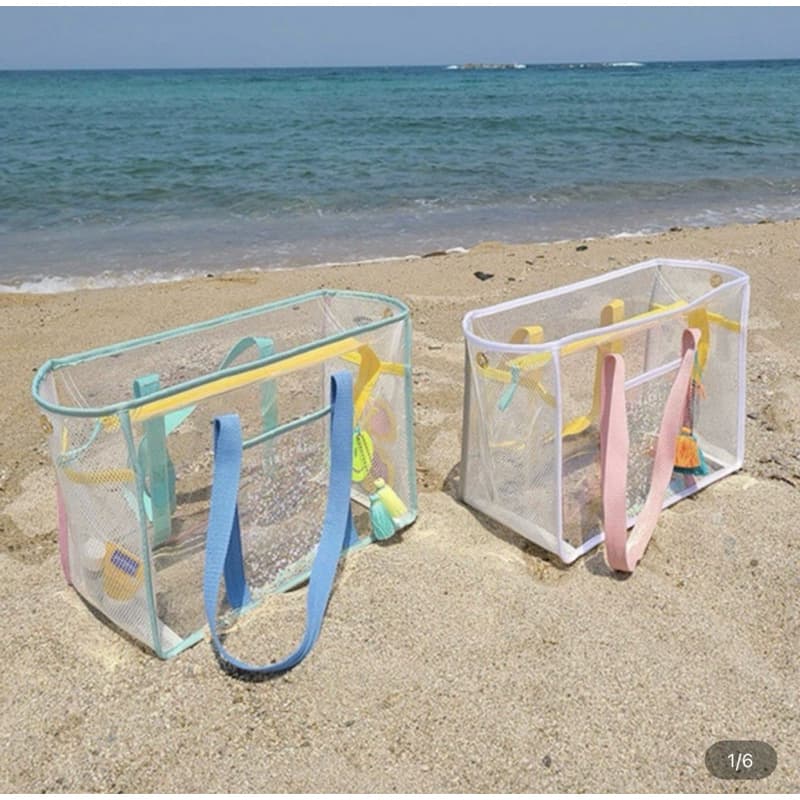 Bolsa feminina de Praia Transparente Grande Impermeável em Vinil Ideal para Viagens HTB-07
